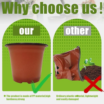 100 Packs 3.5" Plant Nursery Pots Plastic Seedling Starter pot Flower Planter Container Seed Grow Pot with Drainage Hole for Indoor Outdoor Garden Suitable for Succulent Seedling Cutting Transplanting