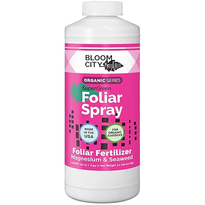Bloom City Organic SuperGreen Kelp Foliar Spray for Plants, Quart (32 oz)