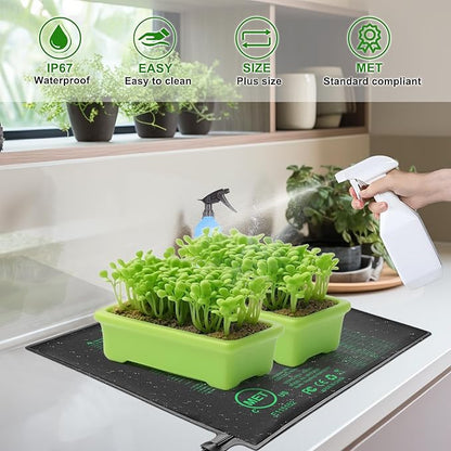 Seedling Heat Mat 20" x 20.75" Warm Hydroponic Plant for Indoor Gardening Germination Starting, Waterproof Durable