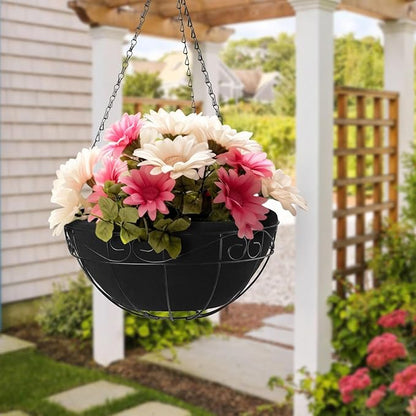 Non-Woven Fabric Plant Grow Bags Replacement Coco Liner Window Basket,Trough Shaped Wall and Deck Mount Planters,Round Hanging Basket (5-Pack, 14)