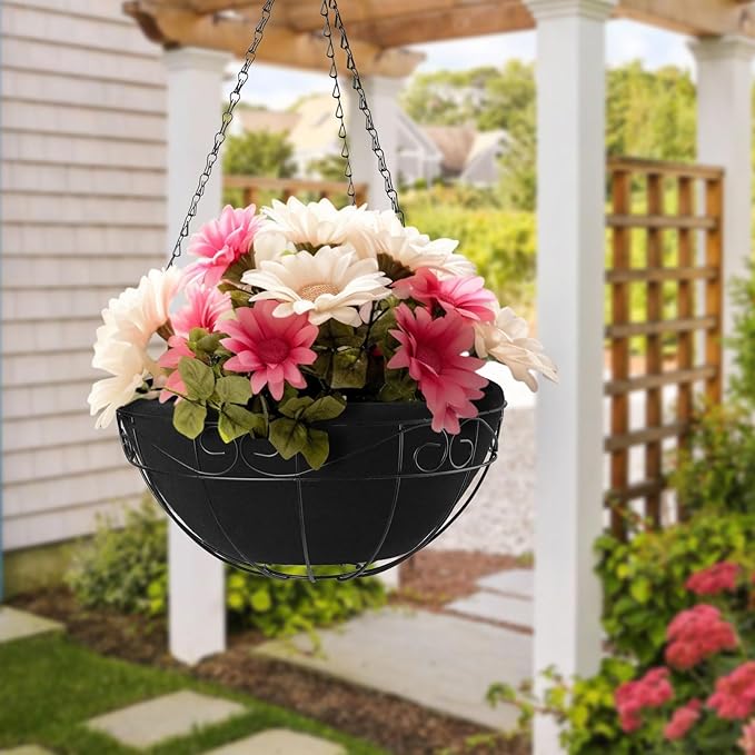 Non-Woven Fabric Plant Grow Bags Replacement 20 Inch 2 Pack Coco Liner Window Basket,Trough Shaped Wall and Deck Mount Planters,Round Hanging Basket