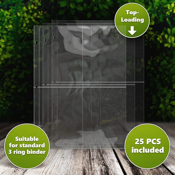 200 Pockets Seed Storage Organizer Sleeves (25 Pack) Slot Size 3.5x5, 4 Pocket Garden Seed Organizer, Clear Sleeves for Seed Packet Storage, Seed Keeper, Seed Organizer Binder