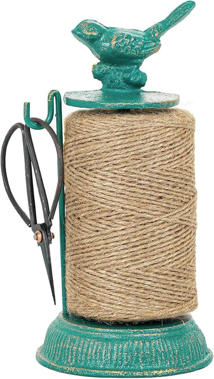 Sungmor Cast Iron Garden Twine Holder Set - 1300ft. Natural Jute Twine String & Rope Rack & Scissors - Decorative & Practical Home Arts Crafts Tools for Picture Display Gift Wrapping Packing Gardening