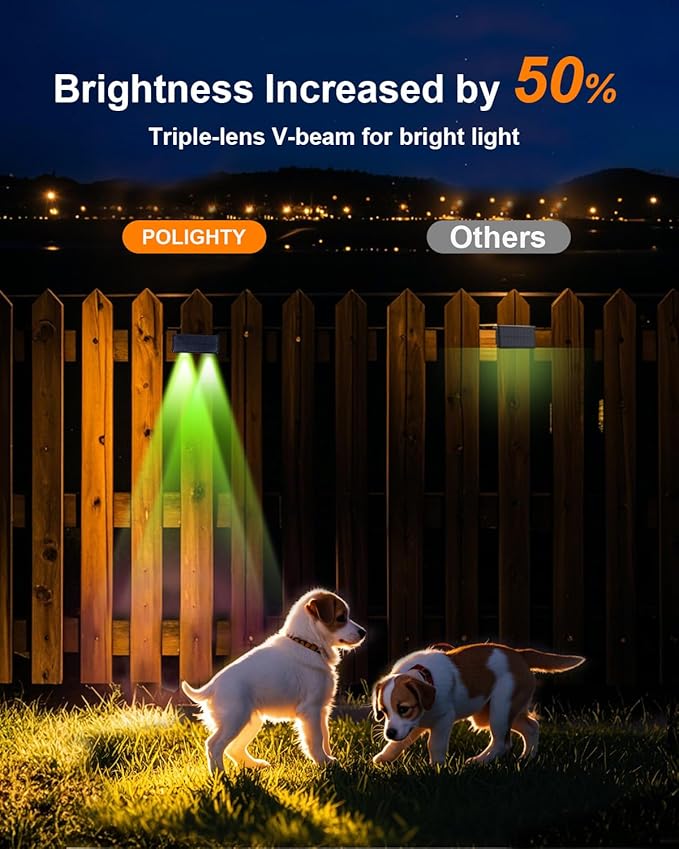8 Pack Color Changing Solar Powered Fence Lights Outdoor Decorative LED Waterproof Yard Lamps for Outside Wall, Deck, House Patio, Rail, Stair, Backyard, Pool, 7 Colorful Modes, 1-Min Installation