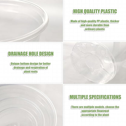 3/4/5 Inch Nursery Pot,30 Pack Clear Pots with Drainage, Plastic Pots for Planting Vegetables Flowers Seedlings