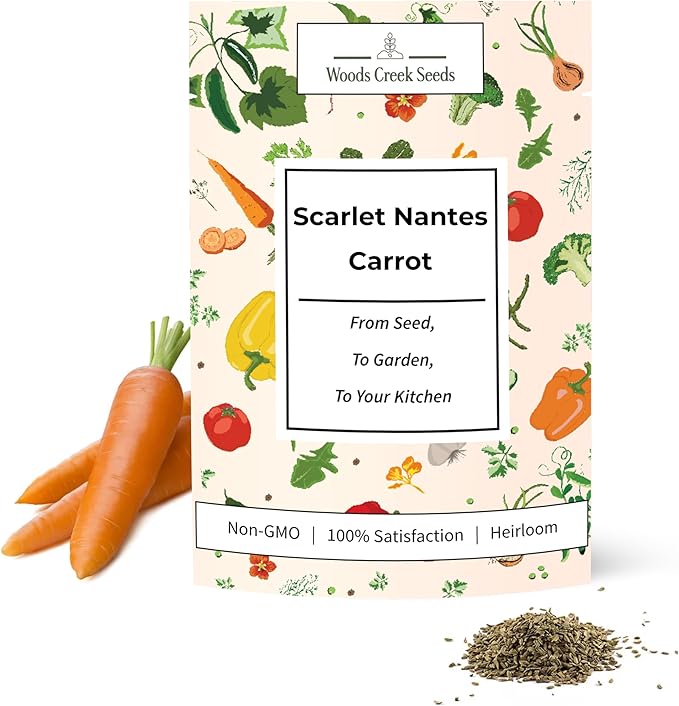 Scarlet Nantes Carrot Seeds for Planting – Heirloom, Non-GMO Nantes Carrot Seeds for Home Gardens, Sweet Tender Carrots for Fresh Eating | Woods Creek Seeds