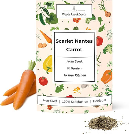Scarlet Nantes Carrot Seeds for Planting – Heirloom, Non-GMO Nantes Carrot Seeds for Home Gardens, Sweet Tender Carrots for Fresh Eating | Woods Creek Seeds