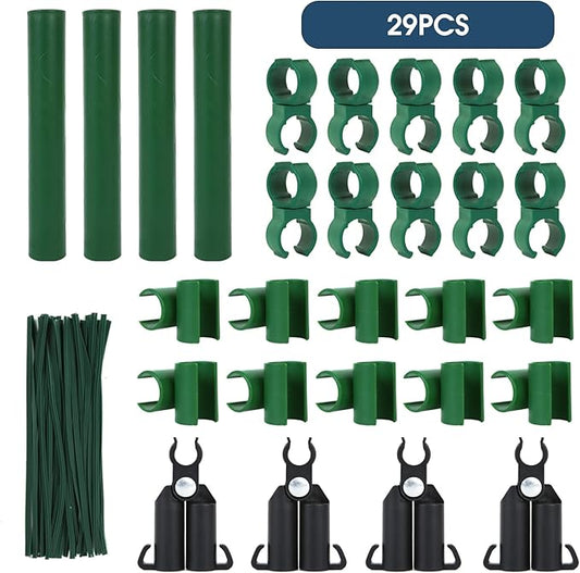 Adjustable Plant Trellis Connectors, Plastic Garden Stakes Clips for 0.78 inch Diameter Poles Connecting Joints for Tomato Cage Cucumber Teepee Climbing Plants Frame
