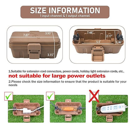 Hrensaw Small Weatherproof Electrical Connection Box(6 x 3.5 x 2.2inch),Outdoor Electrical Box,Waterproof Extension Cord Covers for Plug, Extension Cables, Holiday Lights,Brown