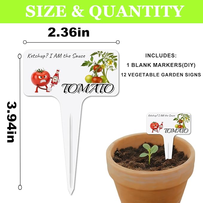 Whimsical Vegetable Character Garden Markers-13Pcs Garden Labels,Toddler Kids Gardening Set Accessories,Durable Waterproof Signs for Outdoor，Housewarming Gift for Plant Lovers