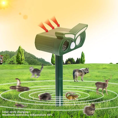 1Pack Solar Ultrasonic Animal Repellent Outdoor Deer Repellent Devices with Motion Detection&Flash Light Squirrel Rabbit Dog Cat Deterrent,Keep Rodent Chipmunk Raccoon Away for Yard