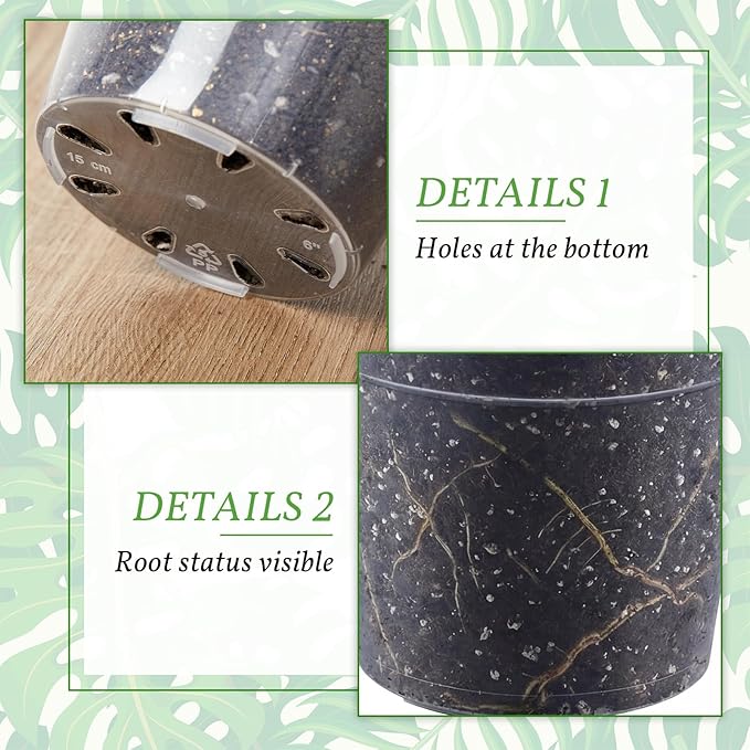 Vesici 6 Pcs 12 Inch Large Size Clear Nursery Pots Variety Pack Plant Pots with Drainage Holes Planters for Indoor Plants Flexible Transparent Plastic Plant Bottle Succulents