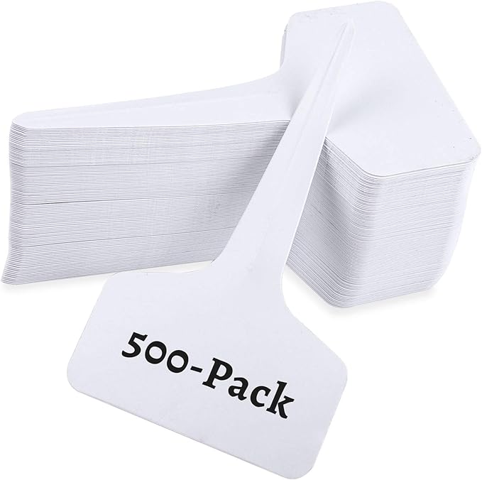 eZAKKA Plant Labels, 500 pcs Plastic Plant Tags T-Type Nursery Garden Labels Markers, 6x10cm / 2.4"x 4"