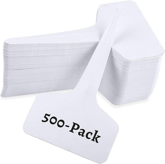 eZAKKA Plant Labels, 500 pcs Plastic Plant Tags T-Type Nursery Garden Labels Markers, 6x10cm / 2.4"x 4"