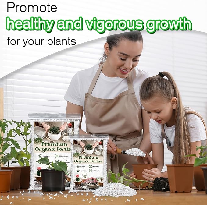 Perlite,Premium Oraganic Perlite Soil Amendment for Plant,Porous Volcanic Rock, Aeration & Drainage Enhancer, Ideal for Succulents, Flower Plants, Hydroponics-4 QT