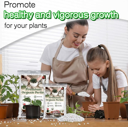 Perlite,Premium Oraganic Perlite Soil Amendment for Plant,Porous Volcanic Rock, Aeration & Drainage Enhancer, Ideal for Succulents, Flower Plants, Hydroponics-4 QT