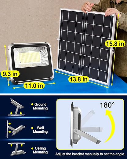 Engrepo Solar Light Outdoor, 10000LM Luces Solares Dusk to Dawn Auto On/Off Solar Powered Security Flood Light Outside IP65 Waterproof with Remote Control for Wall Porch, Shed, Barn. 20000mAh.