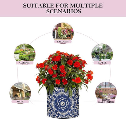 ALAZA Blue Mandala Pattern Plant Grow Bag 5 Gallon,Round Fabric Plants Pots with Handle for Vegetable Flower Garden Home Decor
