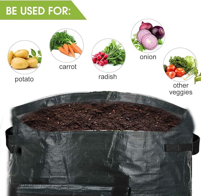 4pack 10 Gallon Potato Grow Bags Planter Bags Planting Fabric Pots with Flap and Window Garden Bags for Vegetables Tomatoes Carrots Onions