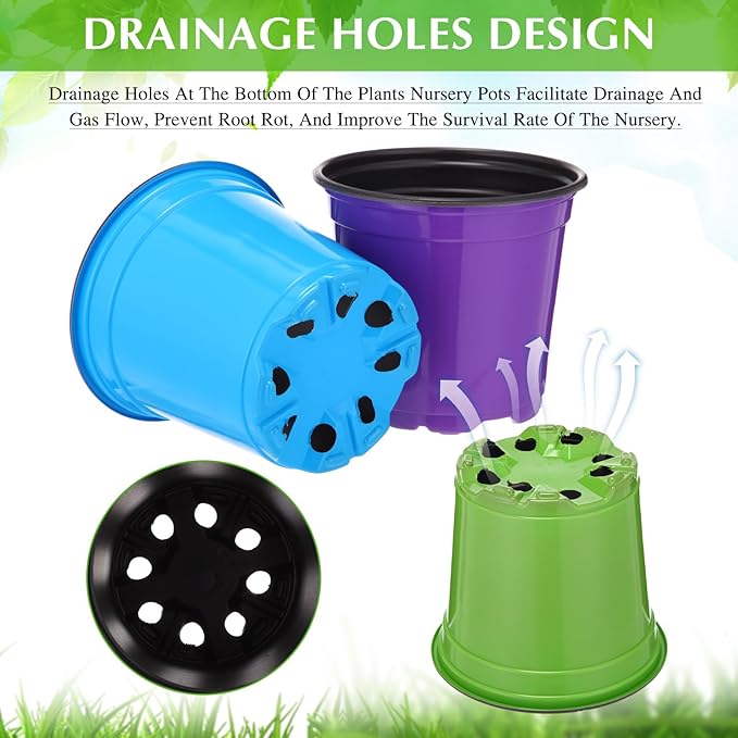 Havawish 150 Pcs 4 Inch Plastic Nursery Pots Seedling Starting Pots with Drainage Holes Thicken Flower Planters Seed Starting Indoor Outdoor for Seedling Cutting Transplanting(Multicolor)