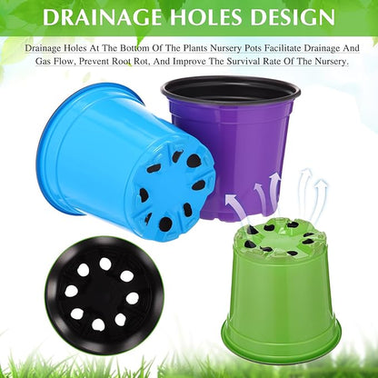 Havawish 150 Pcs 4 Inch Plastic Nursery Pots Seedling Starting Pots with Drainage Holes Thicken Flower Planters Seed Starting Indoor Outdoor for Seedling Cutting Transplanting(Multicolor)