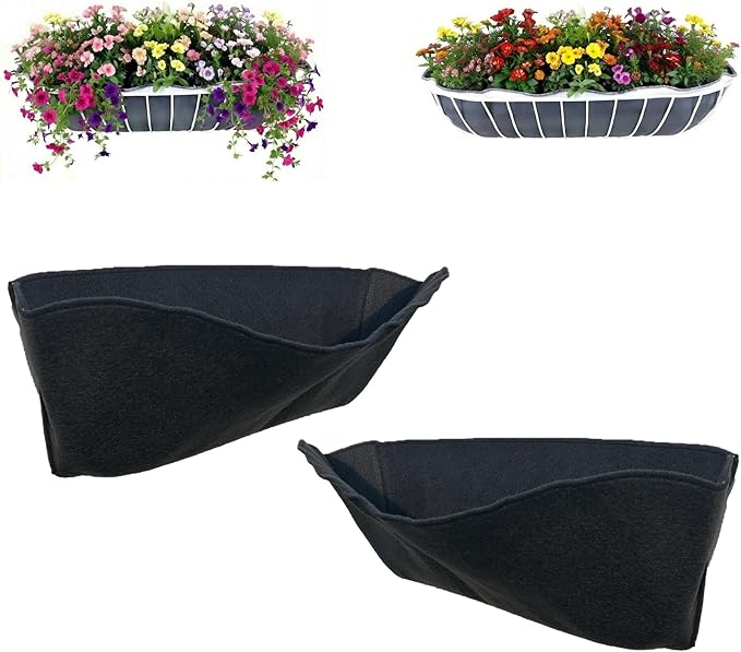 EZ Swap 44 Inch Fabric Trough Coco Liner Replacement for Window Basket Flower Planter - 44" Coconut Coco Fiber Alternative for Hayrack Planters. Use 3+ Seasons - Made in The USA! (2-Pack)