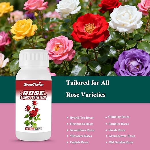 Rose Liquid Fertilizer 300ml – Organic Rose Plant Food with Probiotics, Natural Flower Fertilizer for Bigger Blooms, Greener Leaves & Healthy Roots – Concentrated 1:400 Formula