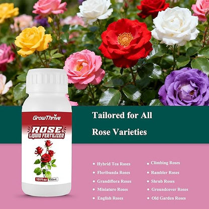 Rose Liquid Fertilizer 300ml – Organic Rose Plant Food with Probiotics, Natural Flower Fertilizer for Bigger Blooms, Greener Leaves & Healthy Roots – Concentrated 1:400 Formula