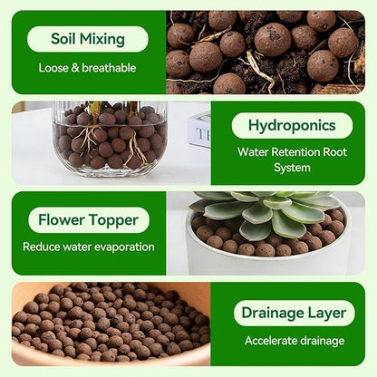 Zeedix 3QT Leca Clay Pebbles for Plants, 4mm-16mm Clay Balls Hydroton Leca Balls for Hydroponic Growing Gardening Orchids Drainage Decoration Aquaponics