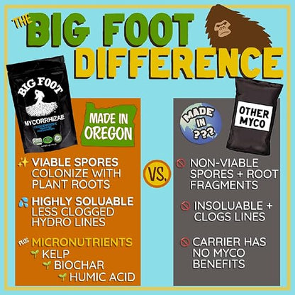 Big Foot Mycorrhizae for Plants, Potted Plants and Gardens - Concentrate Fully Dissolves in Water, Year Round Organic Fertilizer for Root Growth and Healthy Soil - 4 Ounces