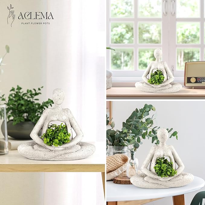 Planters for Outdoor Indoor Plants Succulent Planter Plant Flower Pots Unique Head Face Garden Vase with Drainage Hole Woman Yoga