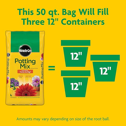 Miracle-Gro Potting Mix - for Potted Plants, Flowers Vegetables Shrubs Annuals and Perennials, Feeds Up to 6 Months - 50 qt. Bags, Pallet of 39