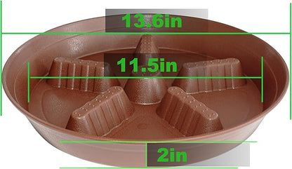 4 Pack Plant Saucer 14 inch, Plastic Plant Saucers for Indoors, Raised Middle Plant Trays for Pots, Water Tray for Plants, Plant Stand Water Catcher Tray, Pot Saucers for Plants