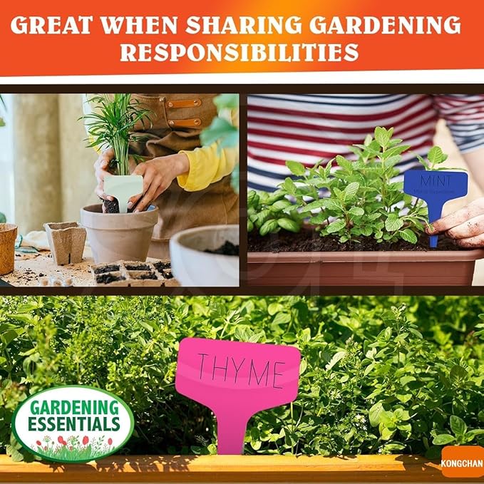 100pcs Plant Labels, Colorful Plastic, T-Type Plant Tags for Outdoor Plants, Garden Potted Plants, Seed Labels, Plant Name Sticks(6 x 10cm)
