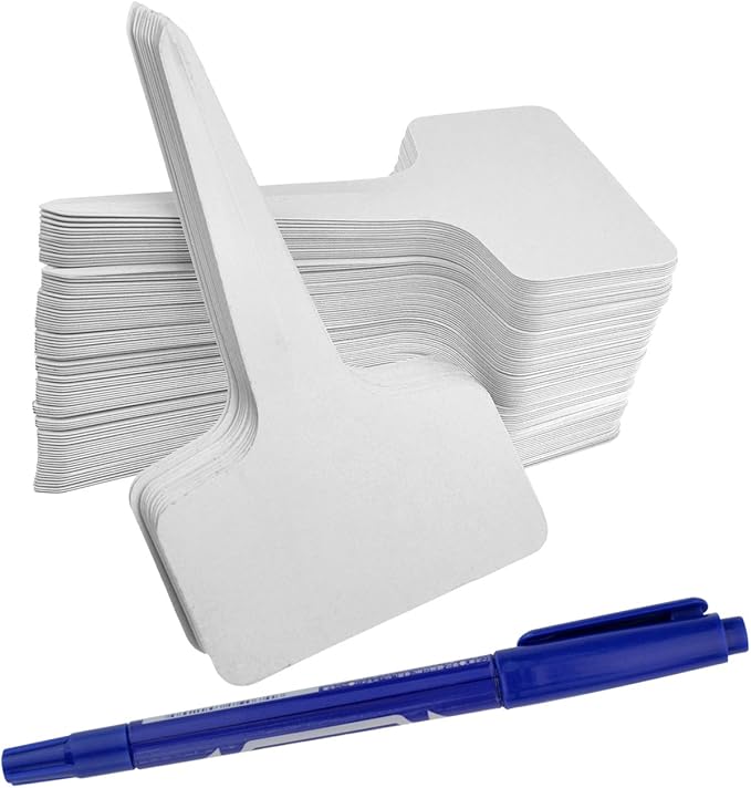 Ishua 100pcs 2.36"x3.94" inch（6 x10 cm) Plastic Plant T-Type Tags Markers Nursery Garden Labels