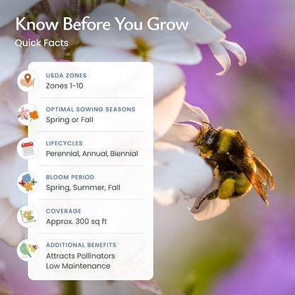 Created By Nature Bee & Butterfly Wildflower Seed Mix, 16 Varieties, 30,000 Seeds