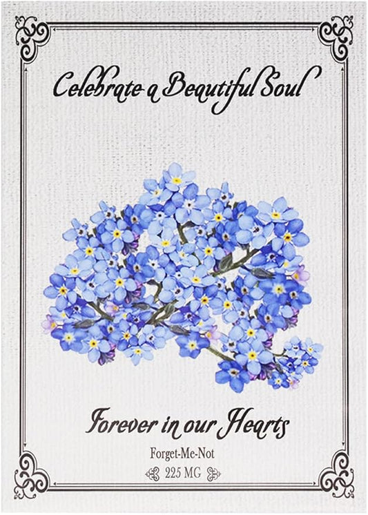 Set of 100 Forget-Me-Not Memorial Seed Packets – Individually Sealed – Non-GMO & Heirloom – Beautiful Tribute to Honor Loved Ones
