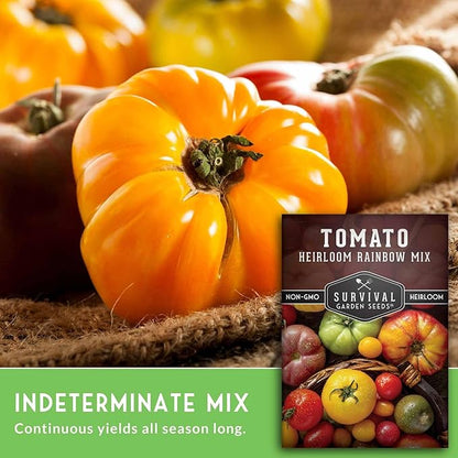 Heirloom Rainbow Mix Tomato Seeds for Planting - Colorful Heirloom Tomato Seed Variety Pack, High Yield Garden Tomatoes, Non-GMO Open Pollinated - Survival Garden Seeds (5 Pack)