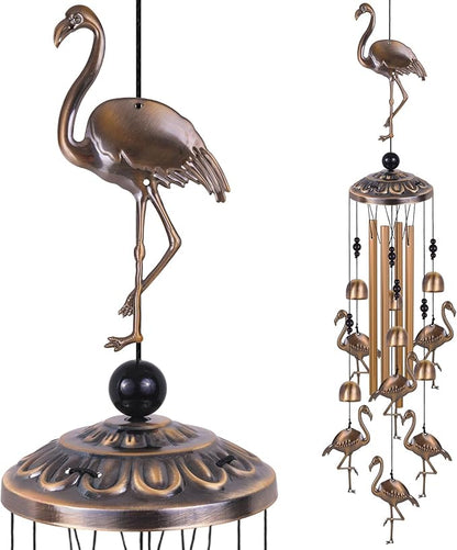 Solawindchime Outdoor Flamingos Wind Chimes, Flamingo Bronze Windchimes, Gift Wind Chime, Flamingo Wind Bell, Gifts for Women, for Home, Garden, Indoor, Outdoor Decoration, Garden Wind Chimes