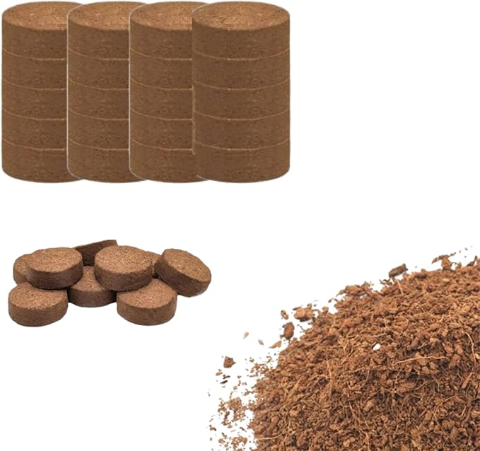 Maxona Seed Starter Coco Coir Peat Pellets - 20 Pcs 50mm (30g/Pcs) Compressed Pellet Mulching Medium for Plant, Easy to Expand, Organic Fiber Husk Substrate for Plants, Flowers, Herbs and Seedlings