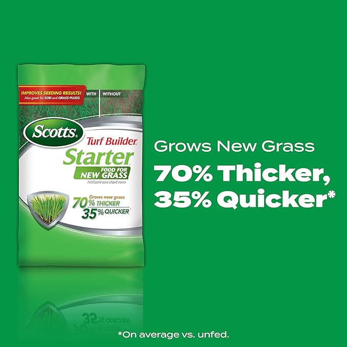 Scotts Turf Builder Starter Fertilizer for New Grass, Use When Planting Seed, 5,000 sq. ft., 15 lbs. (2-Pack)