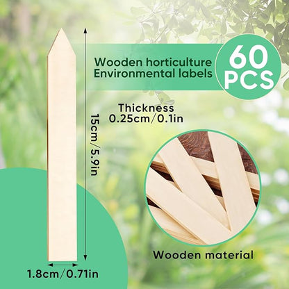 60 PCS Bamboo Plant Labels, Garden Plant Markers Plant Tags for seedlings Succulents Nursery Indoors Greenhouse