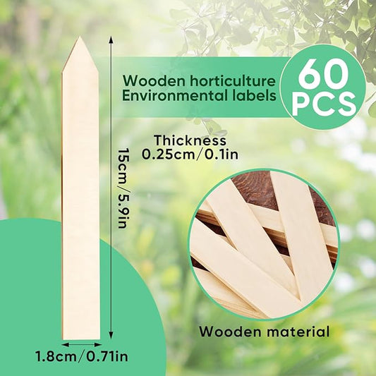 60 PCS Bamboo Plant Labels, Garden Plant Markers Plant Tags for seedlings Succulents Nursery Indoors Greenhouse