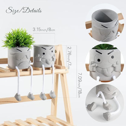 Uguisu 2pcs Cute Plant pots,Succulent pots,Indoor Succulent planters,Small planters for Home Decor,Room Shelf Desk Decor. About 2.5 inches.