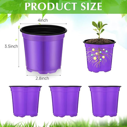 Havawish 150 Pcs 4 Inch Plastic Nursery Pots Seedling Starting Pots with Drainage Holes Thicken Flower Planters Seed Starting Indoor Outdoor for Seedling Cutting Transplanting(Purple)
