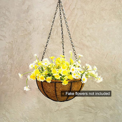 Tosnail 3 Pack 10" Metal Hanging Flower Pots Hanging Planters Plant Basket with Coco Fiber Liners