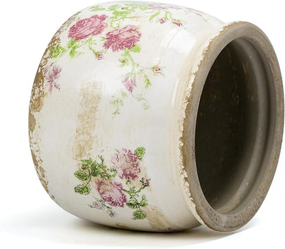 Flower Pot,Vintage Ceramic Pot for Planter with Drainage Holes, 6.29 inch Ice Crack Glazed Indoor Planters Pot for Indoor,Tuscan Home Decor,Gardening Gifts (Garden)