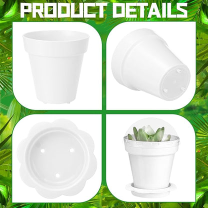 36 Packs Cupcake Plant Nursery Pots with Humidity Dome Small Flower Pots Plastic Planting Containers Cups with Saucers and Shovel for Indoor Outdoor Plant Succulent Display(Black and White)