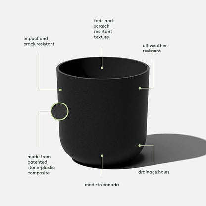 Veradek Round Black Plastic Planter Pots for Indoor/Outdoor Garden Use, with Drainage Holes, Suitable for Small to Large Succulent Plants, Flowers, Modern Interior Plants