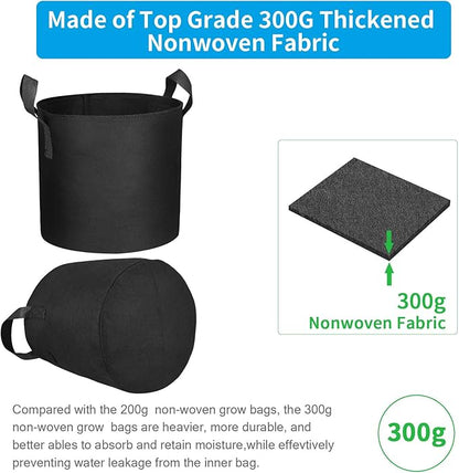 12 Packs 20 Gallon Grow Bags, Heavy Duty 300G Thickened Nonwoven Fabric Plant Pots with Handle
